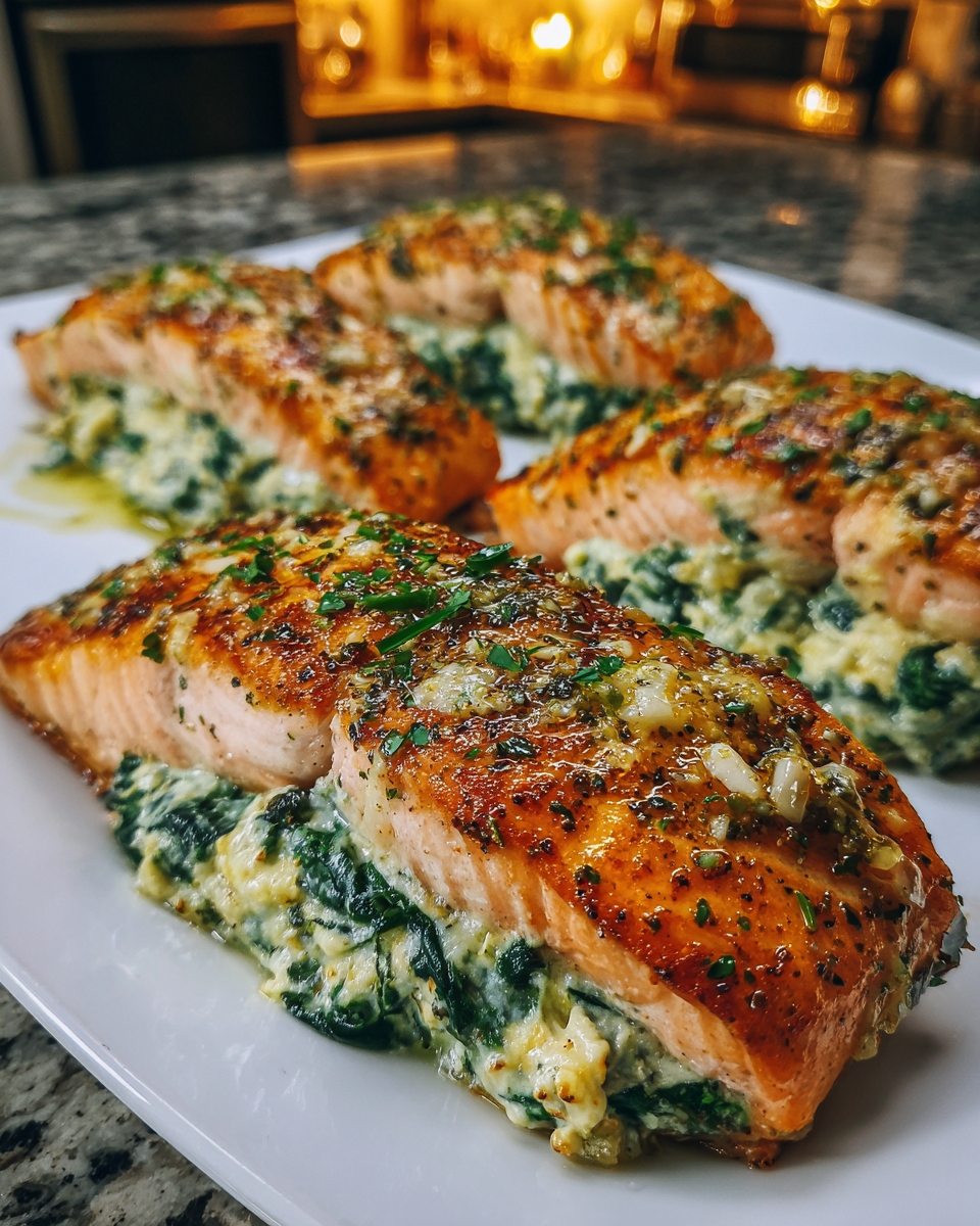 Heavenly Delicious Spinach Stuffed Salmon Elegant Date Night